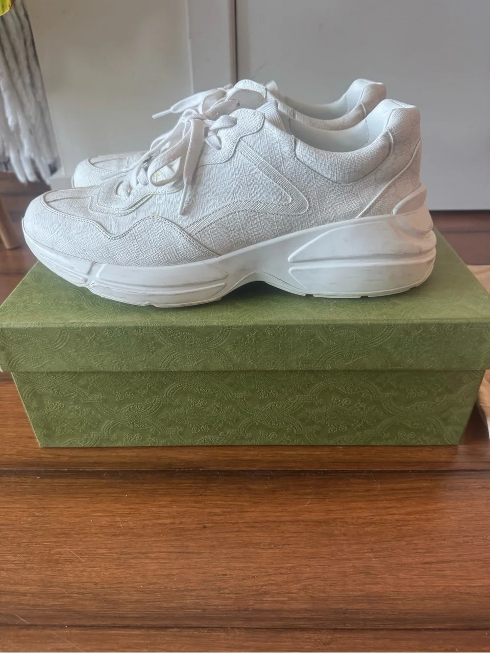 Gucci White Chunky Mesh & Leather Sneakers